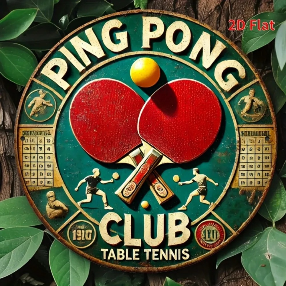 لافتة معدنية مستديرة بتصميم عت - مراجعة Table Tennis History وسعره