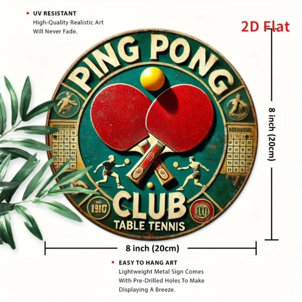 لافتة معدنية مستديرة بتصميم عت - مراجعة Table Tennis History وسعره