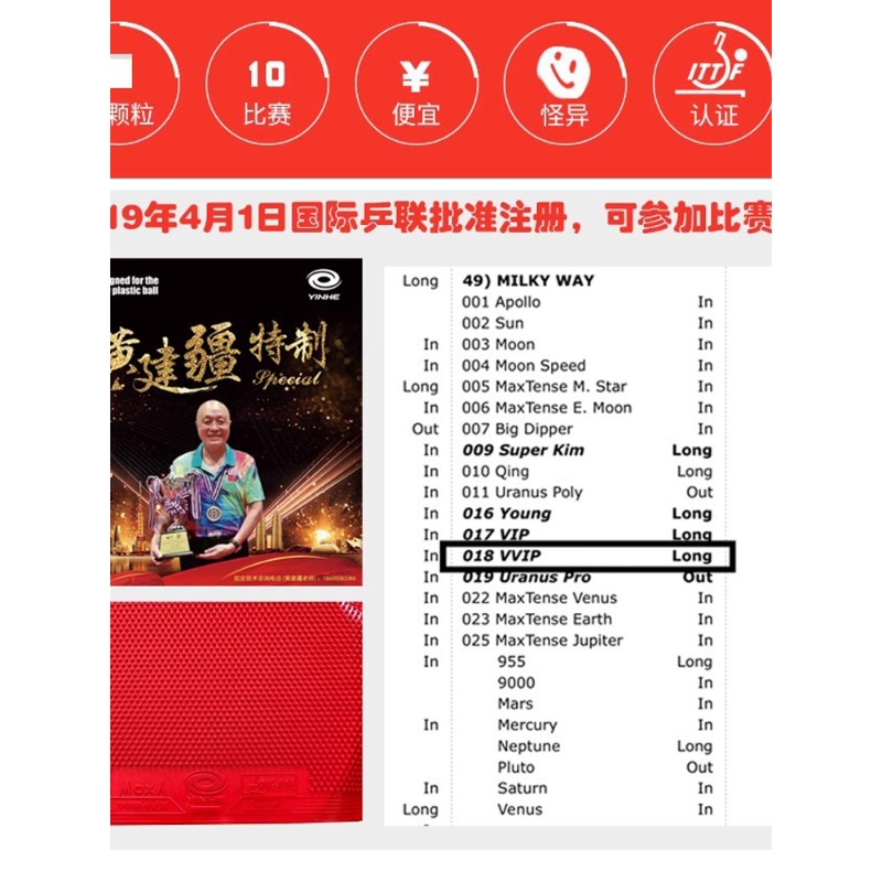 مطاط تنس الطاولة YINHE Huang J - مراجعة Table Tennis Rubber For Defensive Players وسعره